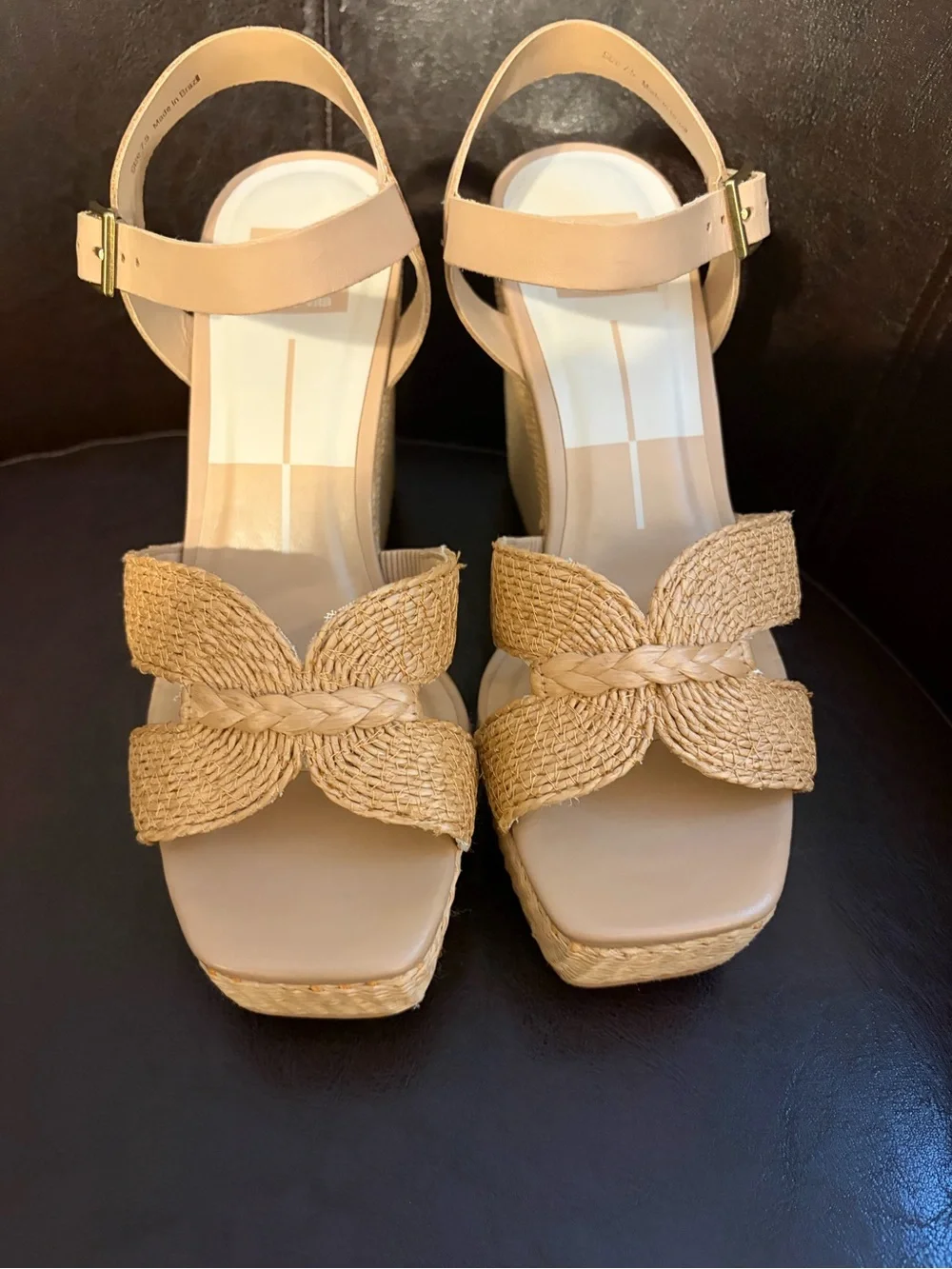Dolce Vita Beige Braided Platform Wedge Sandals shoes tan camel women’s size 7.5